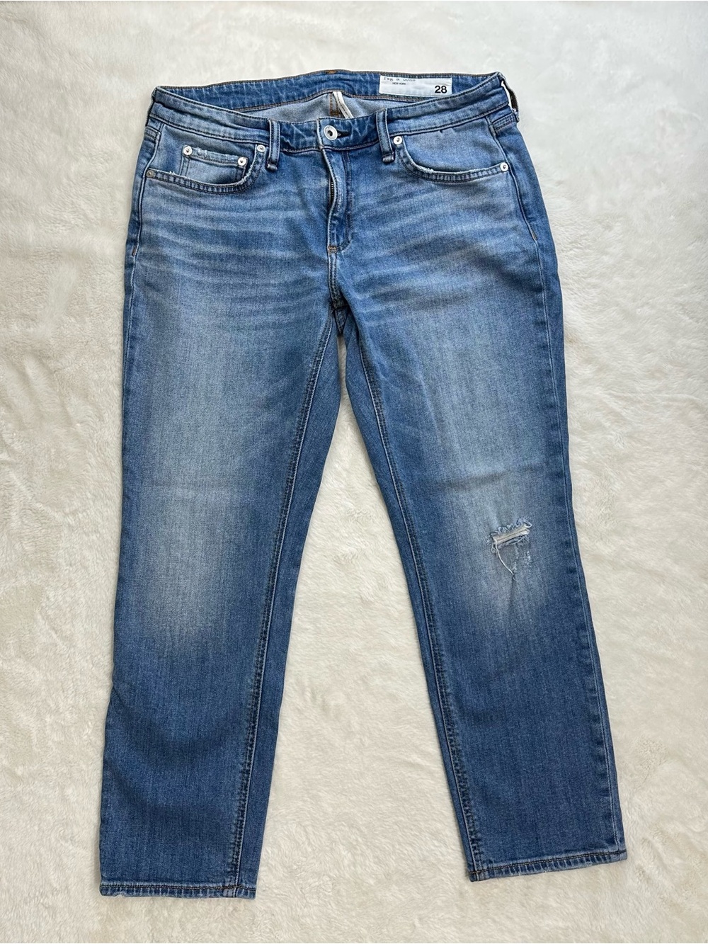 rag & bone Dre Low-Rise Slim Boyfriend Jeans Julienne Wash Size 28